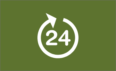 24-hour icon on green background